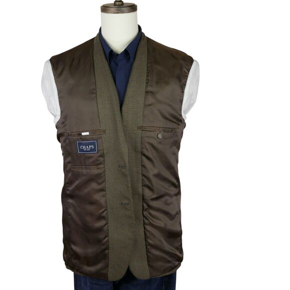 Chaps Sport Coat Blazer Mens 40R Brown Houndstooth Two Button - Picture 6 of 16
